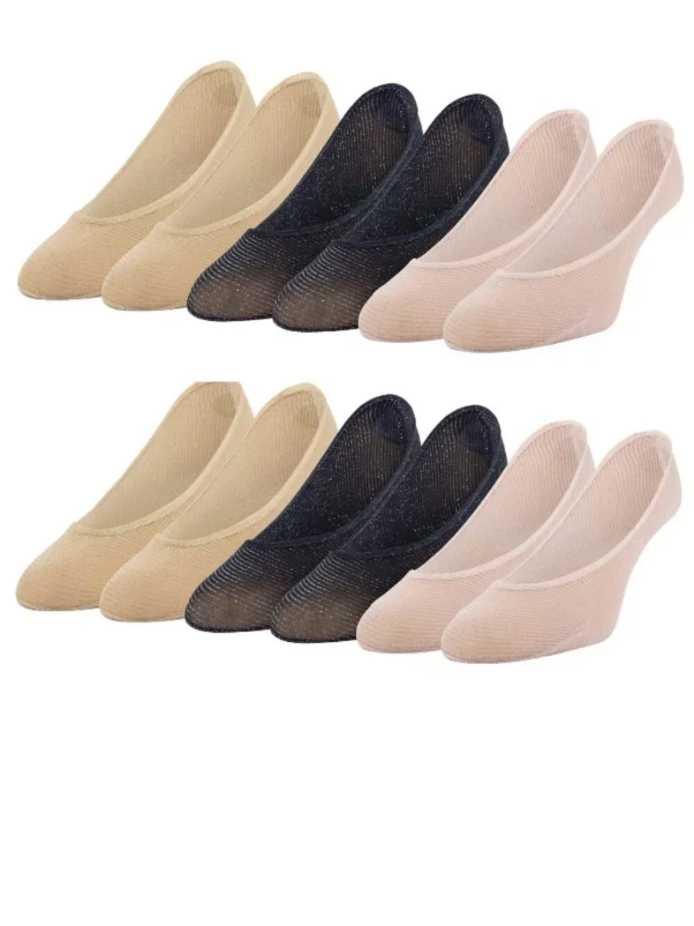 PEDS 6 PAIR 2 Packs Sparkle Ultra Low Liner Socks, Gel Tab Heel, Shoe Size 8-12